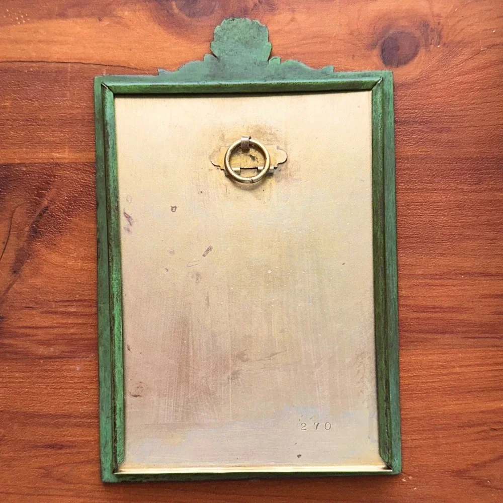Antique Victorian Green‎ Verdigris Ornate Frame with F.J. Moulton Photo of Woman